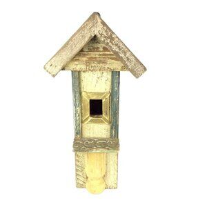 Rustic Wooden Birdhouse Tall & Narrow Design Distressed Finish Farmhouse Style